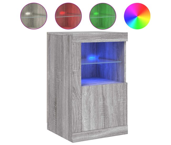 Vidaxl aparador con luces led madera de ingeniería gris sonoma