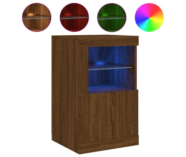 Vidaxl aparador con luces led madera de ingeniería roble marrón