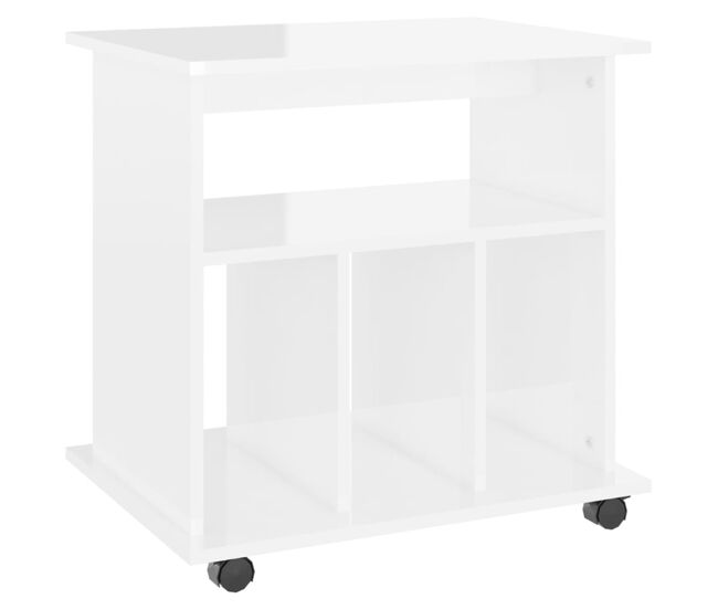 Vidaxl armario ruedas madera contrachapada blanco brillante 60x45x60cm