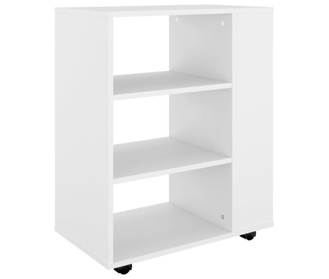 Vidaxl armario con ruedas de madera contrachapada blanco 60x35x75 cm