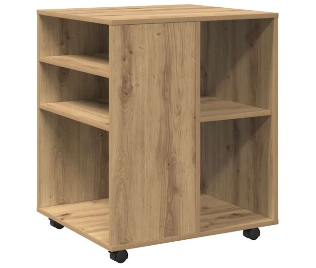 Vidaxl armario con ruedas madera ingeniería roble artesanal 60x53x72cm