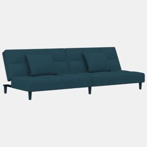 vidaXL Sofá-cama 2 lugares com duas almofadas veludo azul