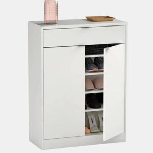 Sapateira multi-ambiente para corredor em estilo contemporâneo na cor branca com 1 gaveta e 4 prateleiras 75x101x37 cm