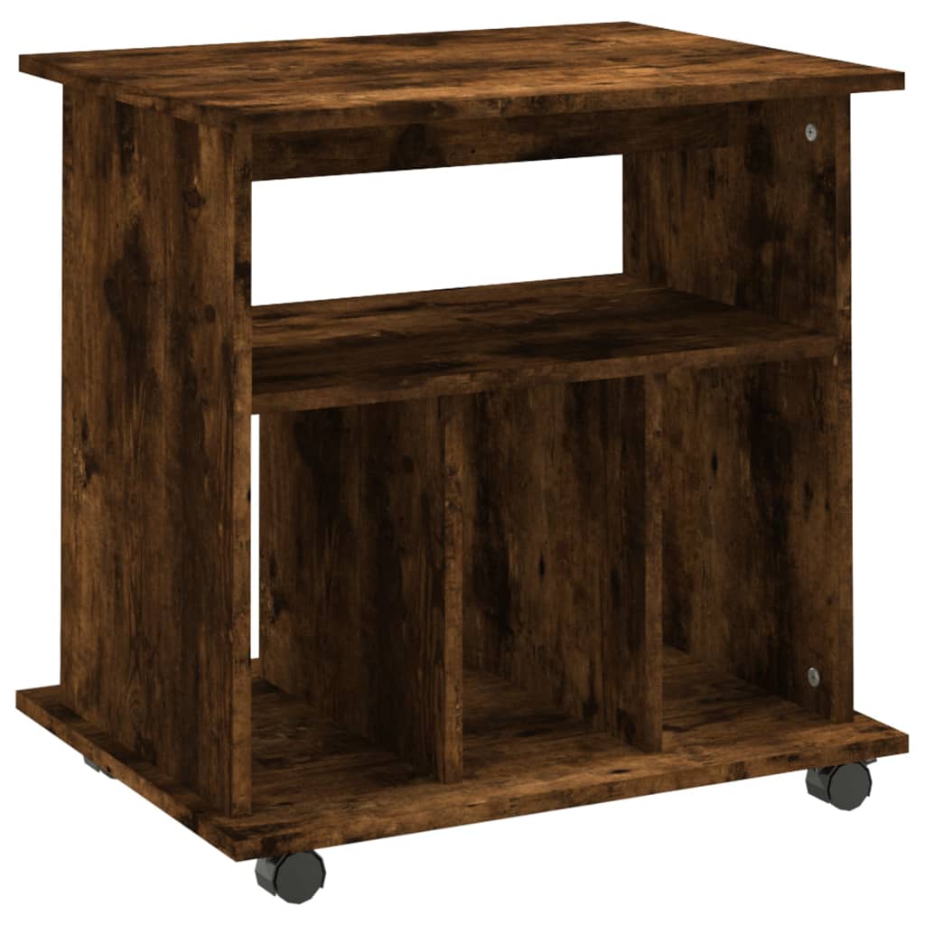 Vidaxl armario ruedas madera contrachapada roble ahumado 60x45x60 cm