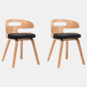 vidaXL Cadeiras jantar 2 pcs madeira curvada e couro artificial preto