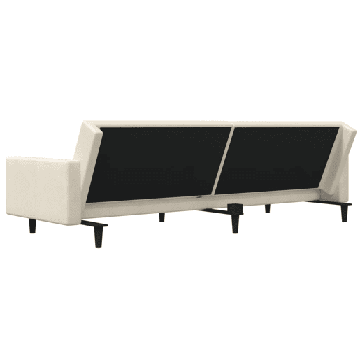 vidaXL Sofá-cama 2 lugares com duas almofadas veludo cor creme vidaXL Sofá-cama 2 lugares com duas almofadas veludo cor creme