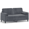 Sofá 2 lug. - Sofá fixo c almofadas decorativas 140 cm veludo cinza-escuro