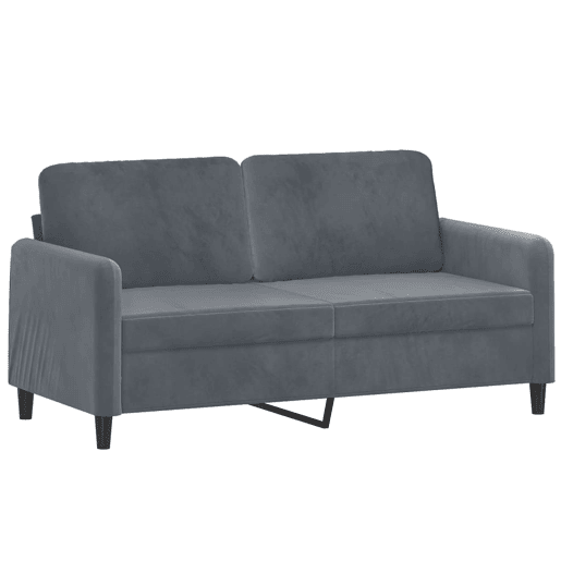 Sofá 2 lug. - Sofá fixo c almofadas decorativas 140 cm veludo cinza-escuro Sofá 2 lug. - Sofá fixo c almofadas decorativas 140 cm veludo cinza-escuro