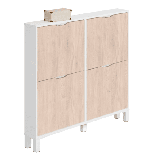Sapateira estreita para corredor em branco e carvalho Mary 98x97x17 cm Sapateira estreita para corredor em branco e carvalho Mary 98x97x17 cm