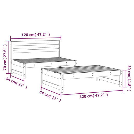 vidaXL 2 pcs conjunto lounge de jardim madeira de pinho maciça vidaXL 2 pcs conjunto lounge de jardim madeira de pinho maciça