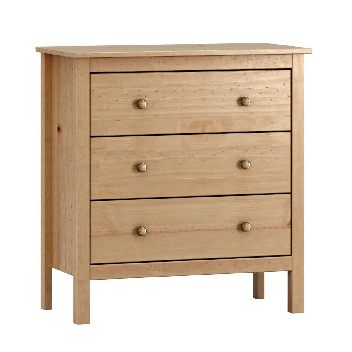 Cómoda samy color miel con 3 cajones fabricado en madera 77x81x40 cm