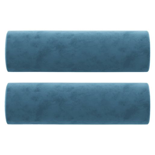Sofá 2 lugares - Sofá fixo c almofadas decorativas 120 cm veludo azul