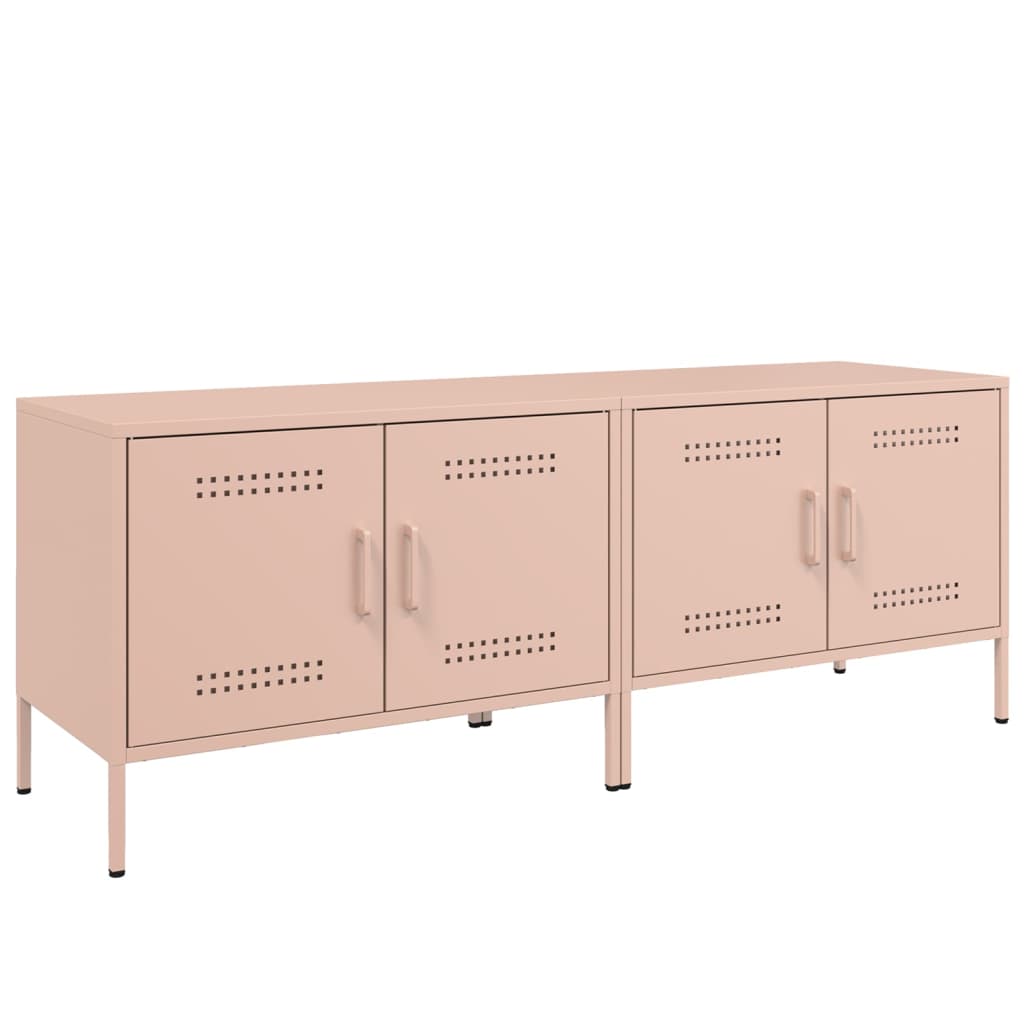 Muebles de tv - mesas de tv 2 piezas acero rosa 68x39x50,5 cm