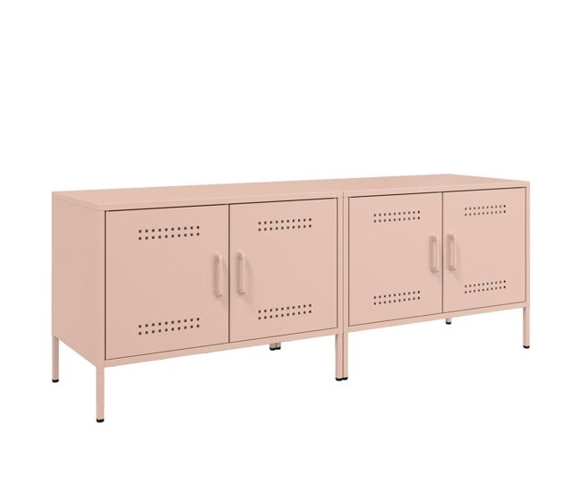 Muebles de tv - mesas de tv 2 piezas acero rosa 68x39x50,5 cm
