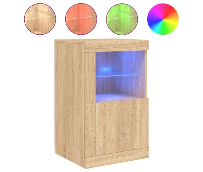 Vidaxl aparador con luces led madera de ingeniería roble sonoma