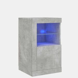 vidaXL Armário de apoio c luzes LED derivados madeira cinza cimento