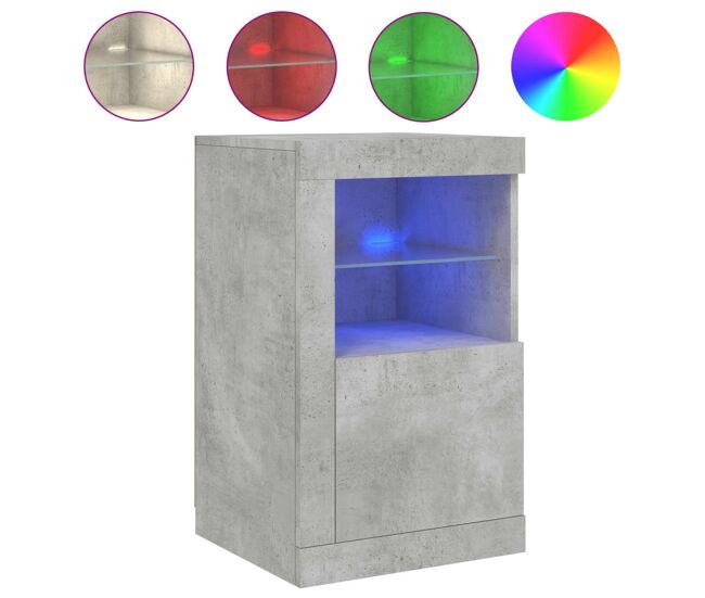 Vidaxl aparador con luces led madera de ingeniería gris hormigón