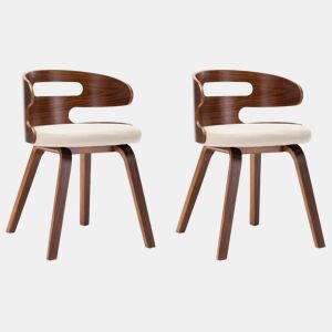vidaXL Cadeiras jantar 2 pcs madeira curvada e couro artificial creme