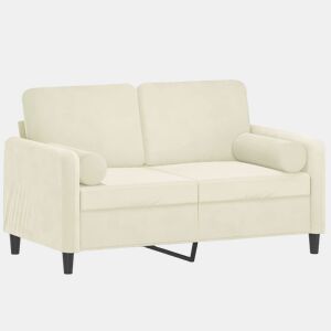 Sofá 2 lugares - Sofá fixo c almofadas decorativas 120 cm veludo creme