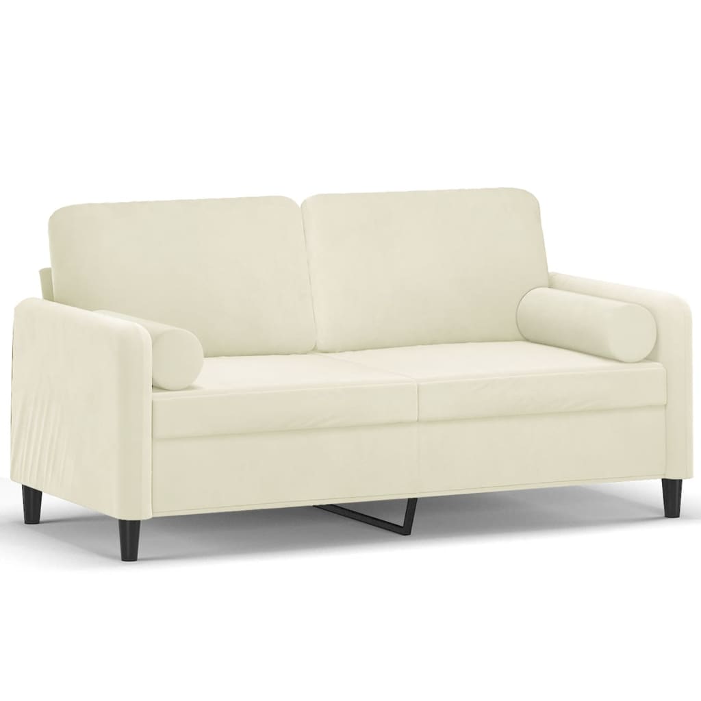 sofa de 2 plazas - sofa de salon - sofa moderno con cojines terciopelo color crema 140 cm