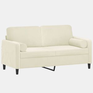 Sofá 2 lugares - Sofá fixo c almofadas decorativas 140 cm veludo creme