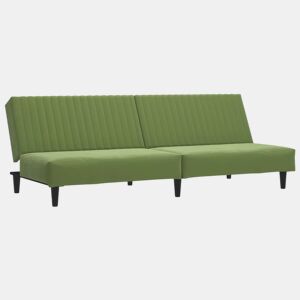vidaXL Sofá-cama de 2 lugares veludo verde-claro