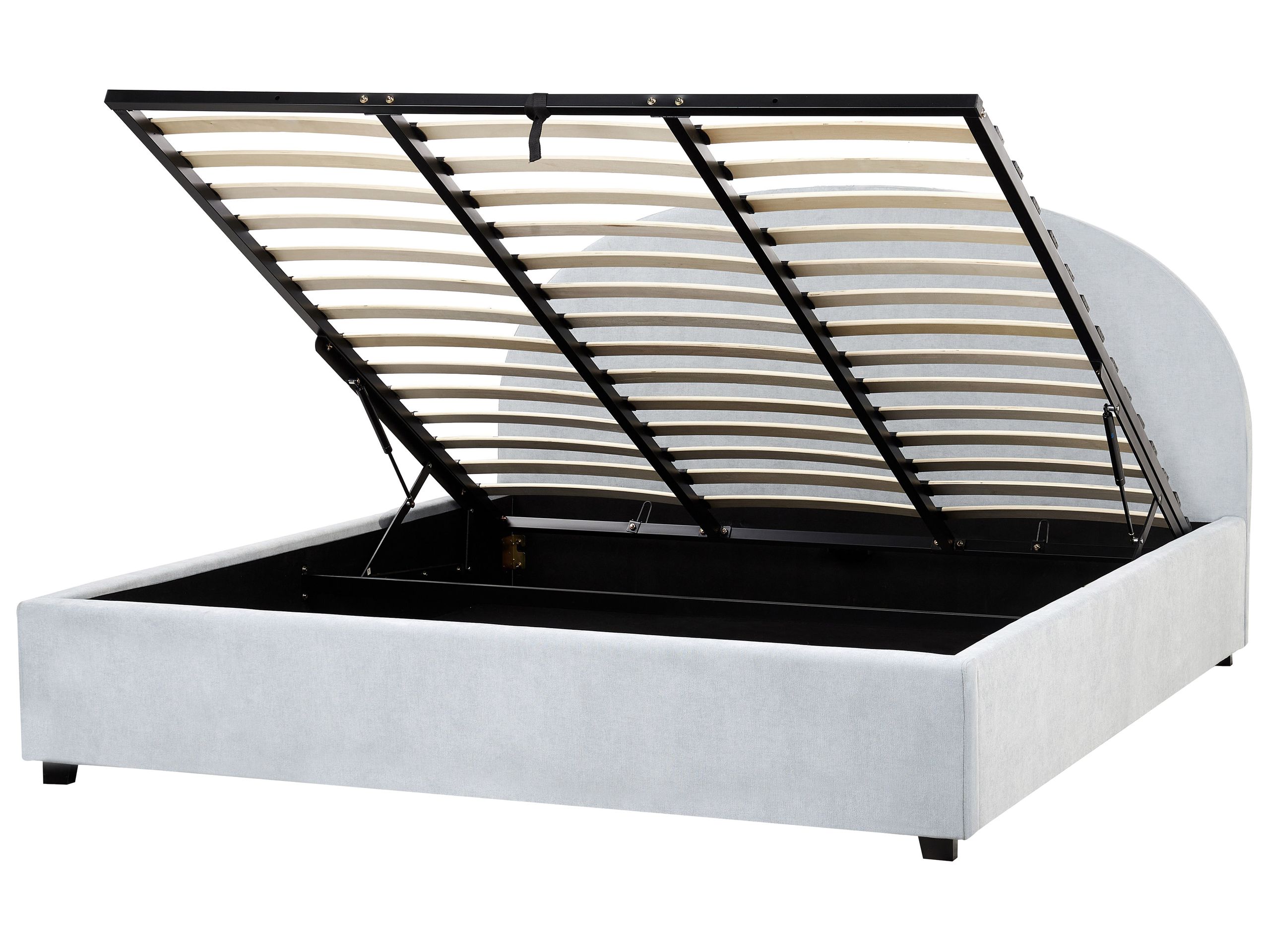 Beliani Cama con almacenaje Poliéster VAUCLUSE 194x214 Azul Claro