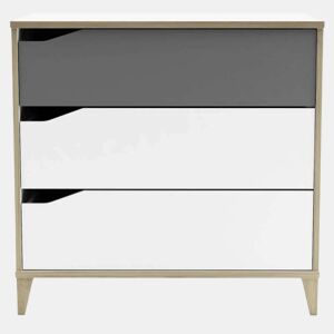 Cômoda Genius 3 Gavetas Branco e Cinza Quarto Infantil Quarto Jovem Móveis 76x78x43 cm