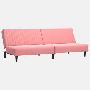 vidaXL Sofá-cama de 2 lugares veludo rosa