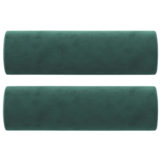 Sofá 2 lug. - Sofá fixo c almofadas decorativas 140cm veludo verde-escuro