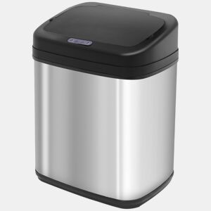 HOMCOM Balde de Lixo Automático 20L Balde de Lixo de Cozinha de Aço Inoxidável com Sensor Infravermelho Abertura Automática Cubo Amovível e Alça 33x25x42,5 cm Prata e Preto