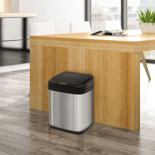 HOMCOM Balde de Lixo Automático 20L Balde de Lixo de Cozinha de Aço Inoxidável com Sensor Infravermelho Abertura Automática Cubo Amovível e Alça 33x25x42,5 cm Prata e Preto
