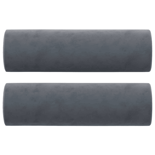 Sofá 3 lug. - Sofá fixo c almofadas decorativas 180 cm veludo cinza-escuro