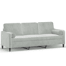 Sofá 3 lugares - Sofá fixo + almofadas decorativas 180cm veludo cinza-claro