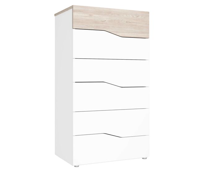 Sinfonier Cannes 6 Cajones en Color Blanco Mate y Sahara dormitorio habitación 62x111x41 cm