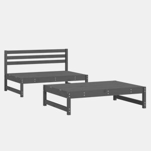 vidaXL 2 pcs conjunto lounge de jardim madeira de pinho maciça cinza