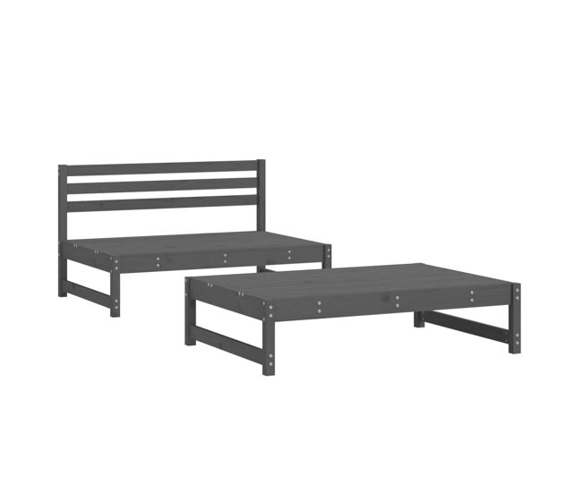 Vidaxl juego de muebles de jardín 2 piezas madera maciza de pino gris