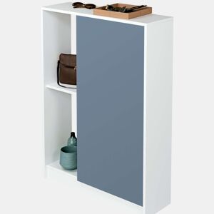 Móveis de hall Neo com sapateira em azul e branco brilhante, 110 x 80 x 25 cm