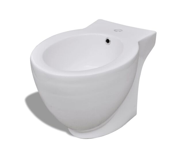 Vidaxl bidé de pie redondo de cerámica de alta calidad blanco