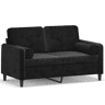 Sofá 2 lugares - Sofá fixo c almofadas decorativas 120 cm veludo preto