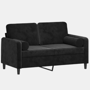 Sofá 2 lugares - Sofá fixo c almofadas decorativas 120 cm veludo preto