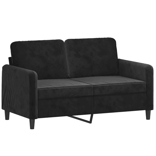 Sofá 2 lugares - Sofá fixo c almofadas decorativas 120 cm veludo preto Sofá 2 lugares - Sofá fixo c almofadas decorativas 120 cm veludo preto