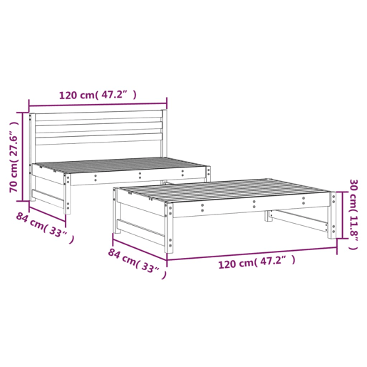 vidaXL 2 pcs conjunto lounge de jardim madeira de douglas maciça