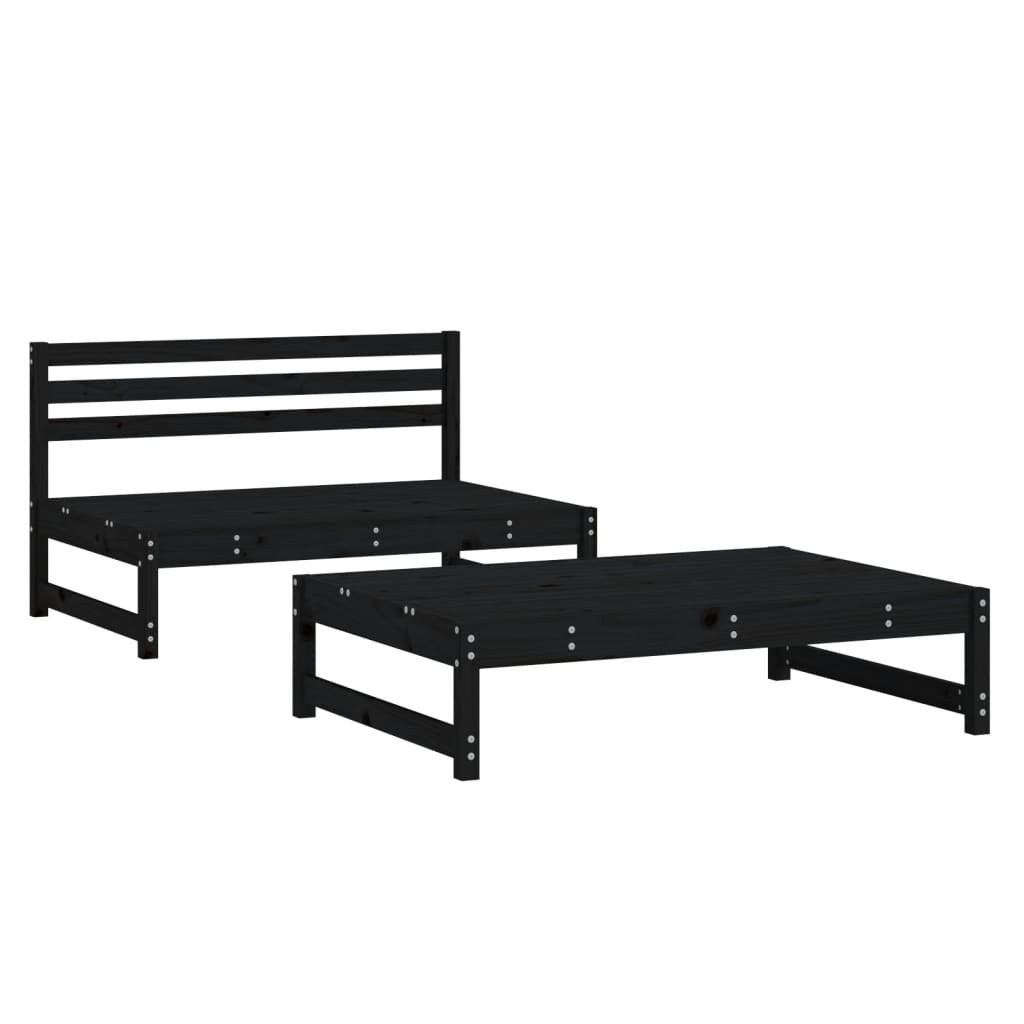 Vidaxl juego de muebles de jardín 2 pzas madera maciza de pino negro