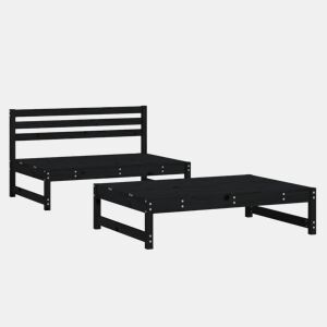 vidaXL 2 pcs conjunto lounge de jardim madeira de pinho maciça preto
