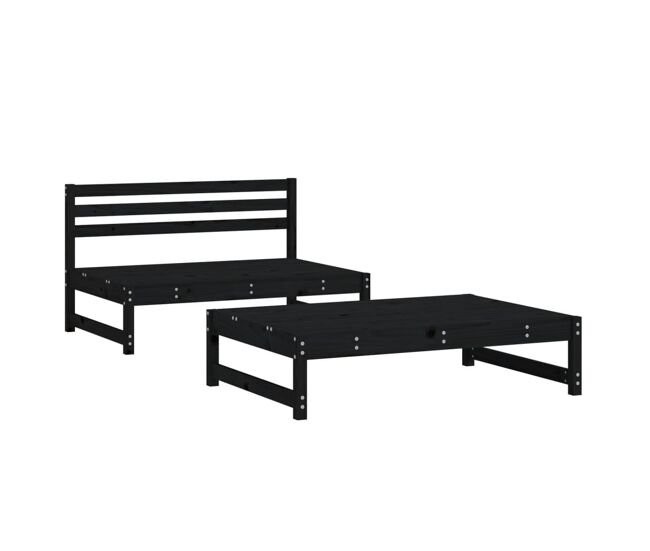 Vidaxl juego de muebles de jardín 2 pzas madera maciza de pino negro