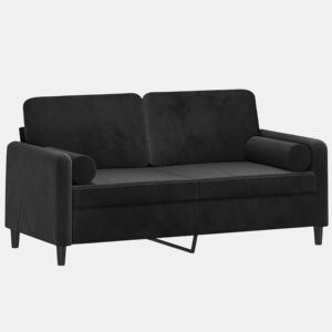 Sofá 2 lugares - Sofá fixo c almofadas decorativas 140 cm veludo preto