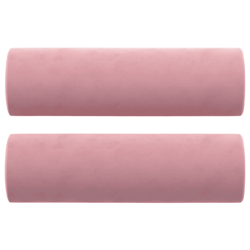 Sofá 3 lugares - Sofá fixo c almofadas decorativas 180 cm veludo rosa
