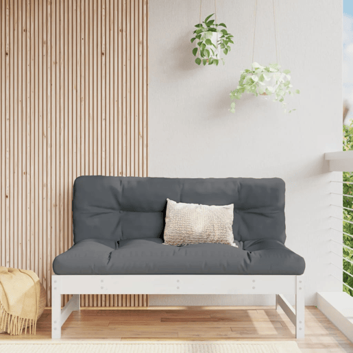 vidaXL Sofá de centro para jardim 120x80 cm pinho maciço branco vidaXL Sofá de centro para jardim 120x80 cm pinho maciço branco