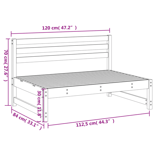 vidaXL Sofá de centro para jardim 120x80 cm pinho maciço branco vidaXL Sofá de centro para jardim 120x80 cm pinho maciço branco